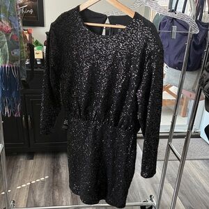 Express Black Sequin Mini Dress